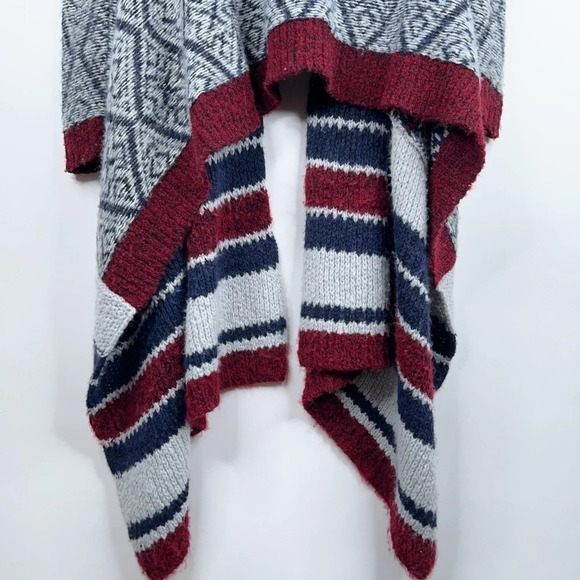 Sleeping On Snow Cardigan Open Front Waterfall Gray Blue Red Long Wool Blend - Picture 8 of 14
